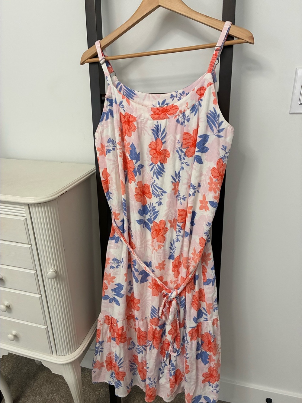 Beautiful GAP Floral Sundress with Coral & Blue Blooms XL. Sleeveless - Picture 7 of 8